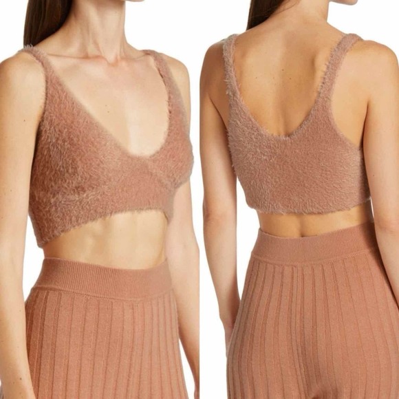 JONATHAN SIMKHAI Caroline Feathered Rib Bralette Size Small Chai - Picture 8 of 8